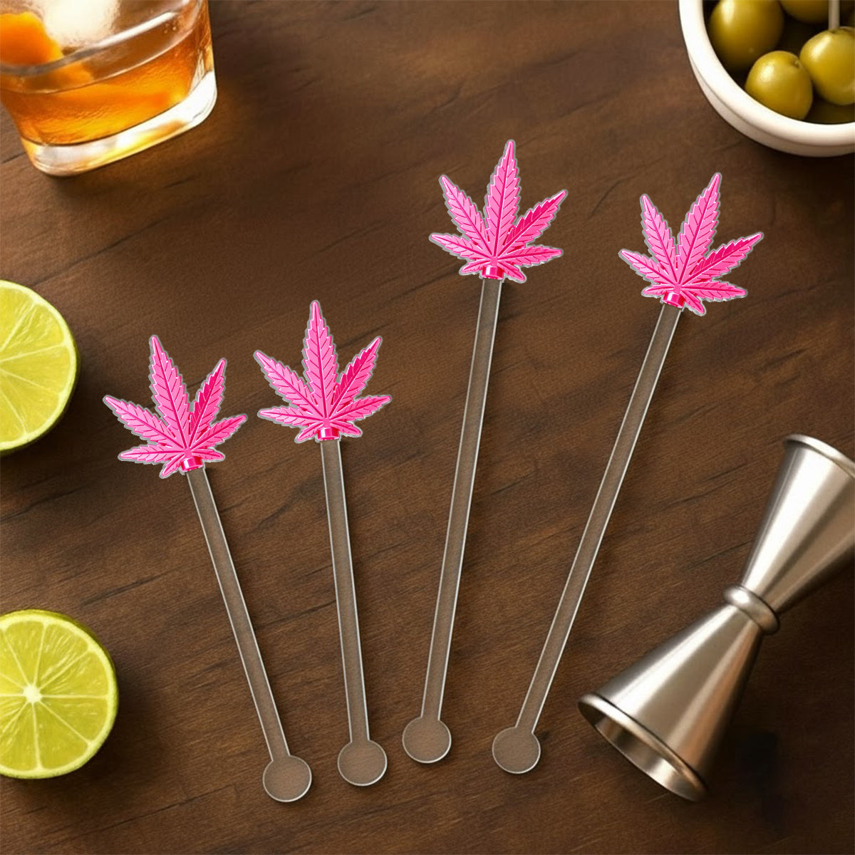 Magic Leaf, personalisierter Becher mit Initialen – individueller Weed-Set-Akzentbecher mit Acryl-Rührstäbchen