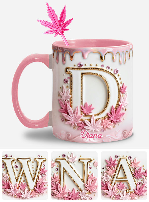 Magic Leaf, personalisierter Becher mit Initialen – individueller Weed-Set-Akzentbecher mit Acryl-Rührstäbchen