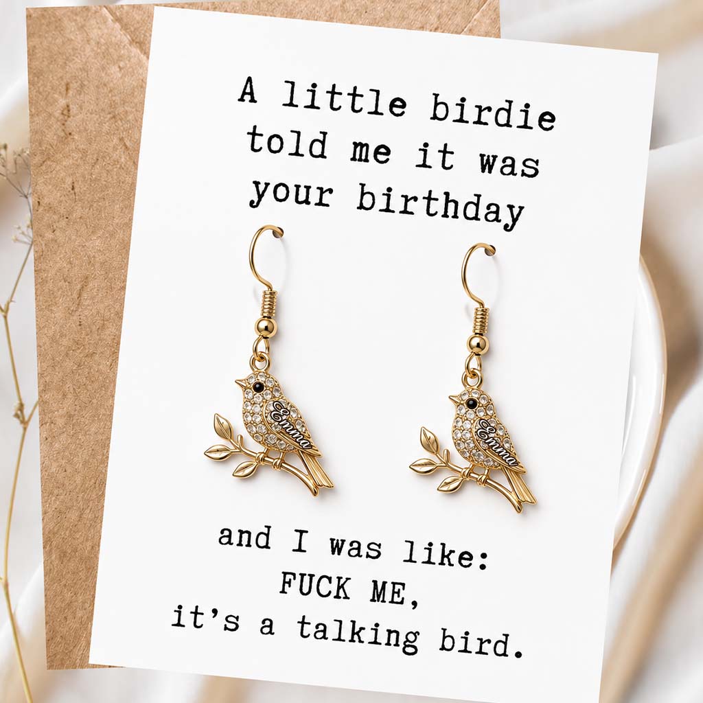 Happy Birthday - Personalized Birthday Earrings With Card