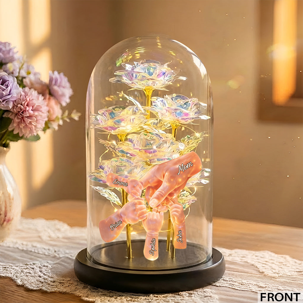 Happy Mother's Day - Personalized Mother Glowing Roses Glass Dome