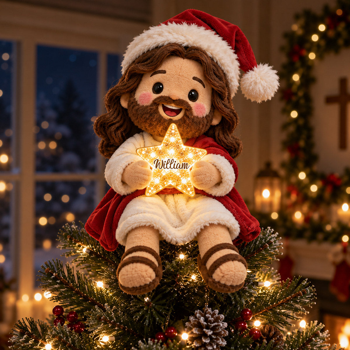 Merry Christmas - Personalized Christian LED Light Tree Topper