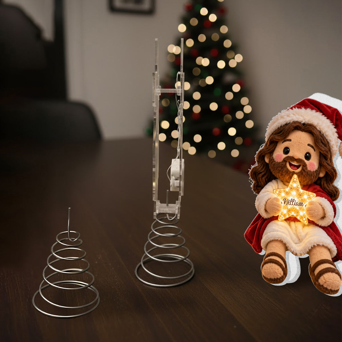 Merry Christmas - Personalized Christian LED Light Tree Topper