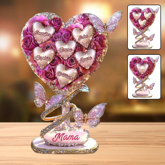 Mama Heart - Personalized Mother Custom Shaped Acrylic Plaque