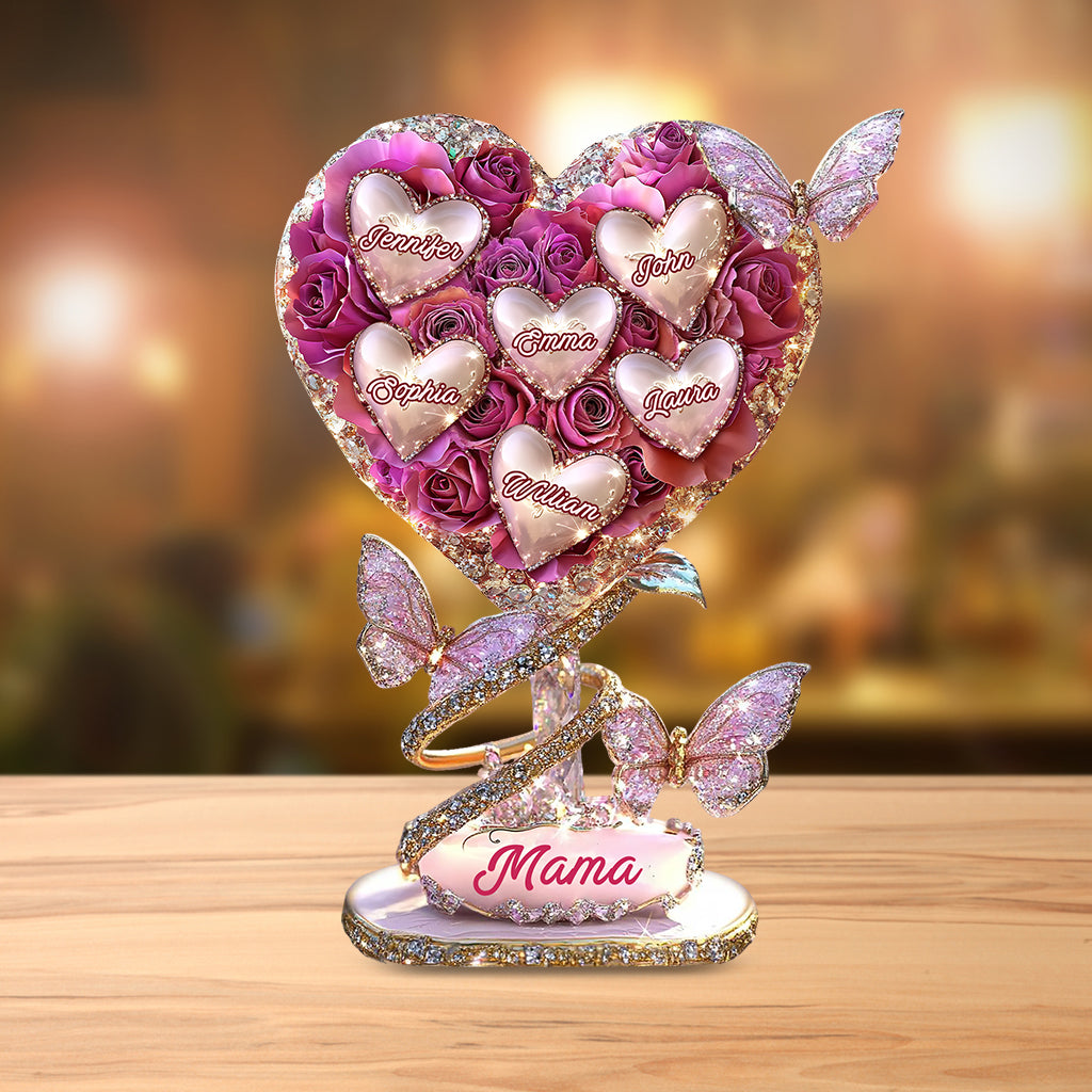 Mama Heart - Personalized Mother Custom Shaped Acrylic Plaque
