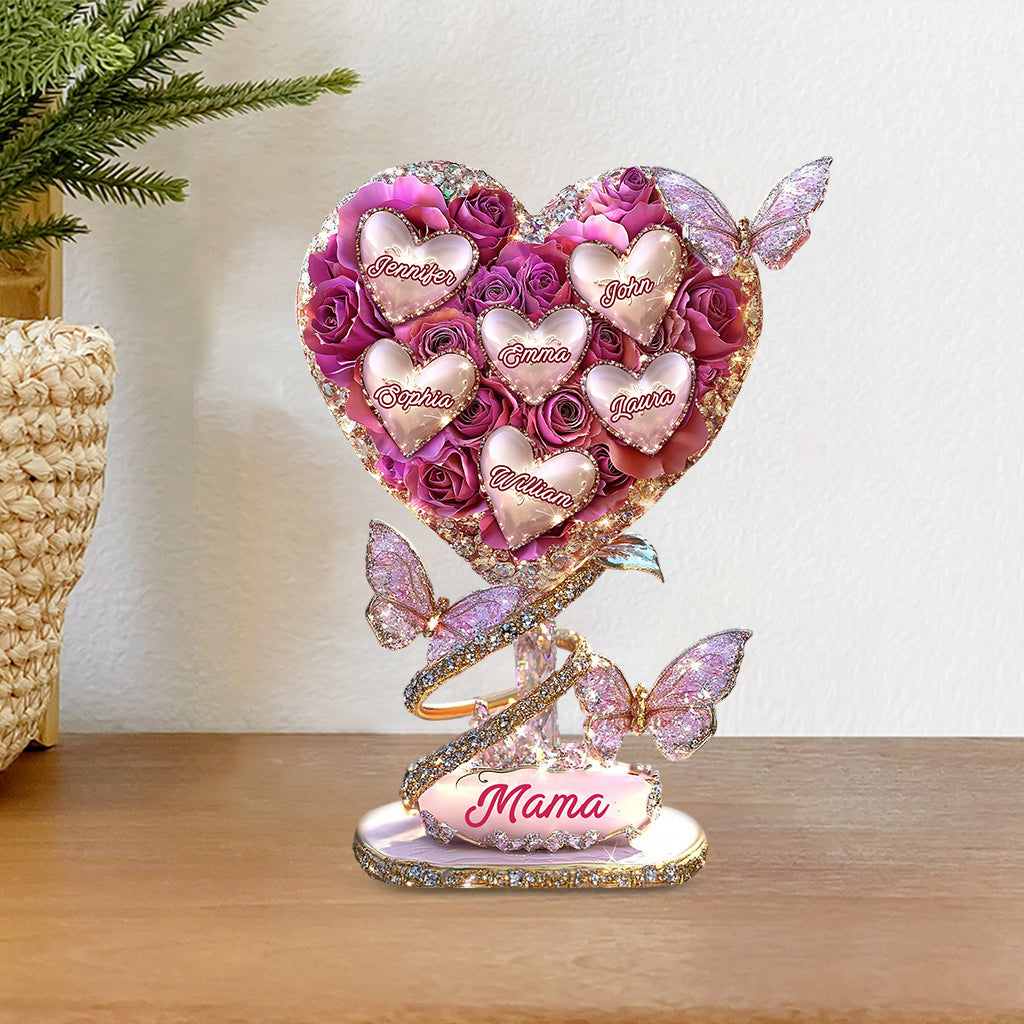 Mama Heart - Personalized Mother Custom Shaped Acrylic Plaque