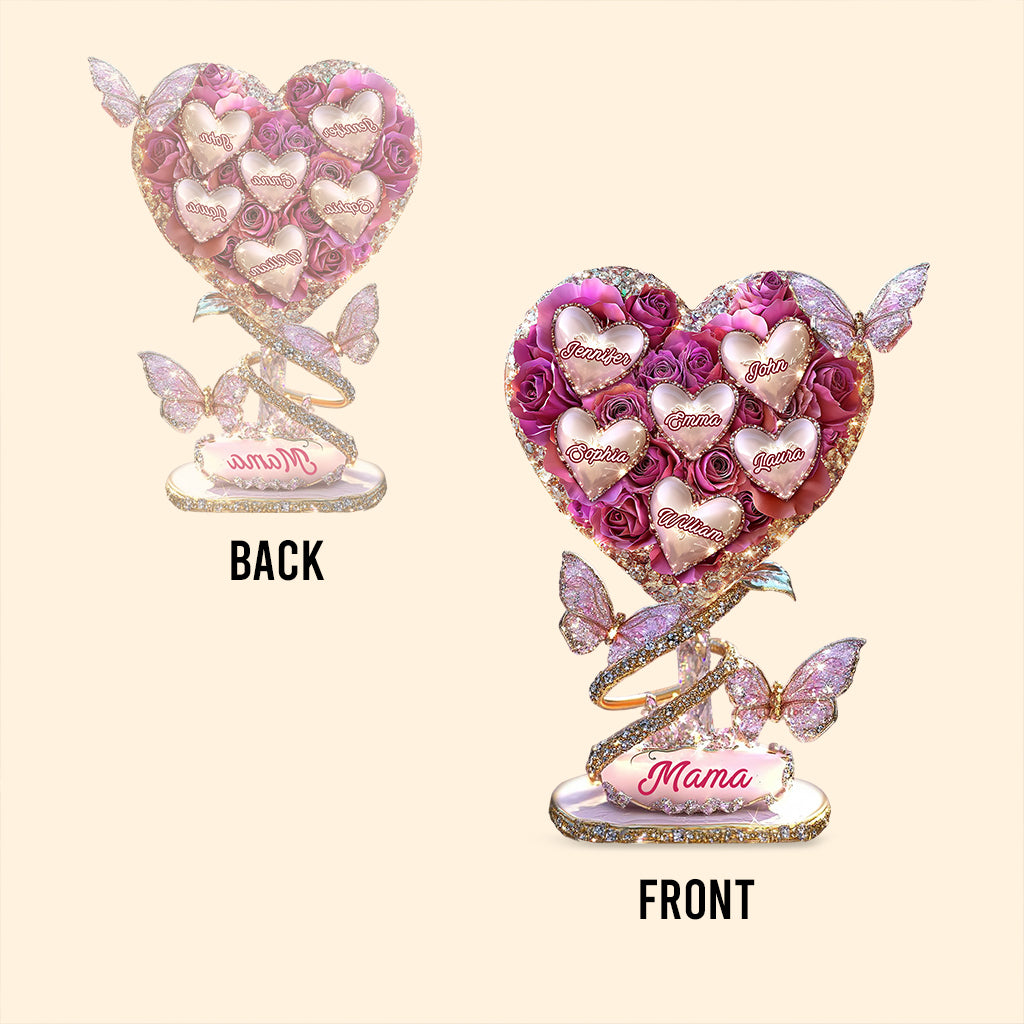Mama Heart - Personalized Mother Custom Shaped Acrylic Plaque
