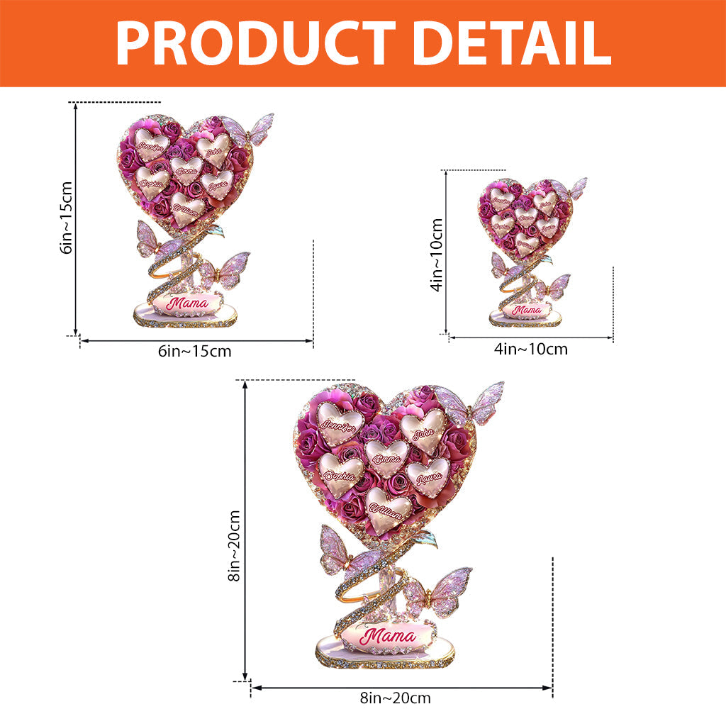 Mama Heart - Personalized Mother Custom Shaped Acrylic Plaque
