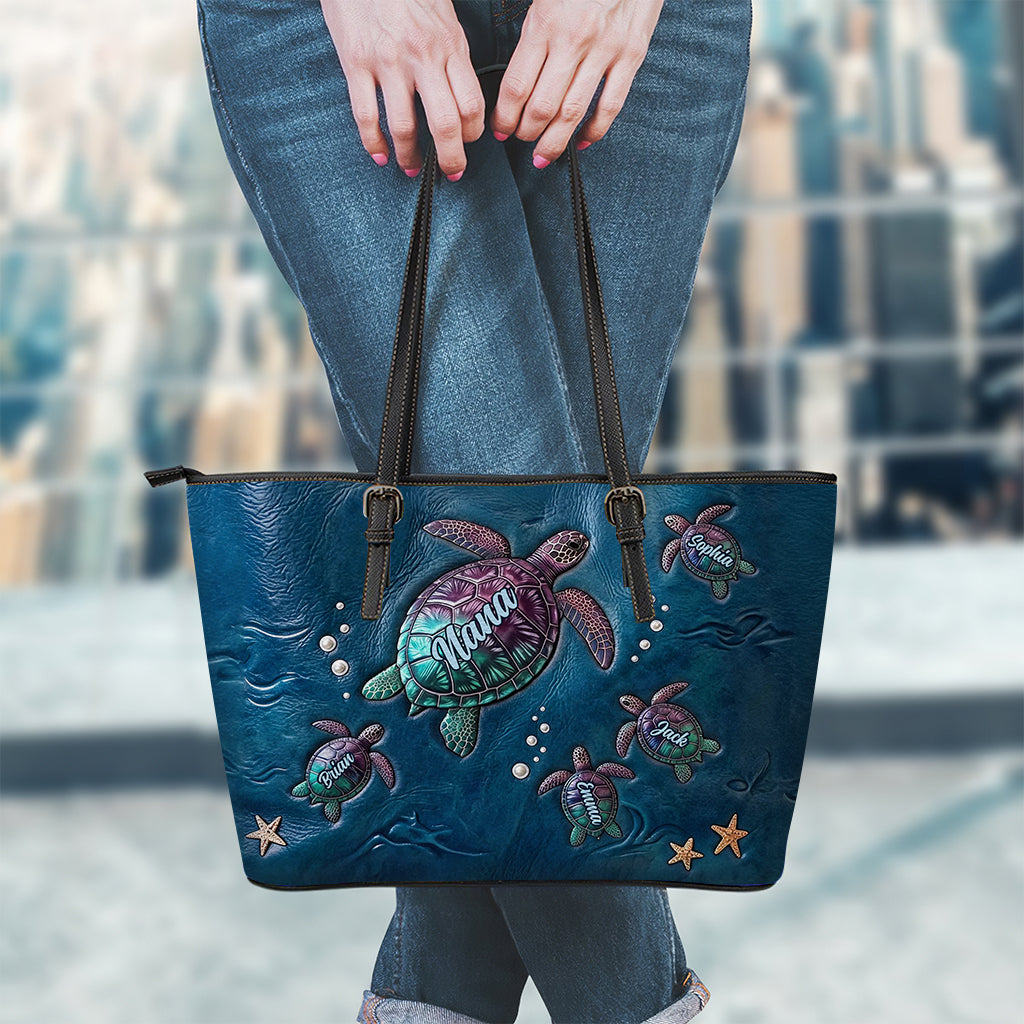 Nana Turtle - Personalisierte Oma Leder Tasche