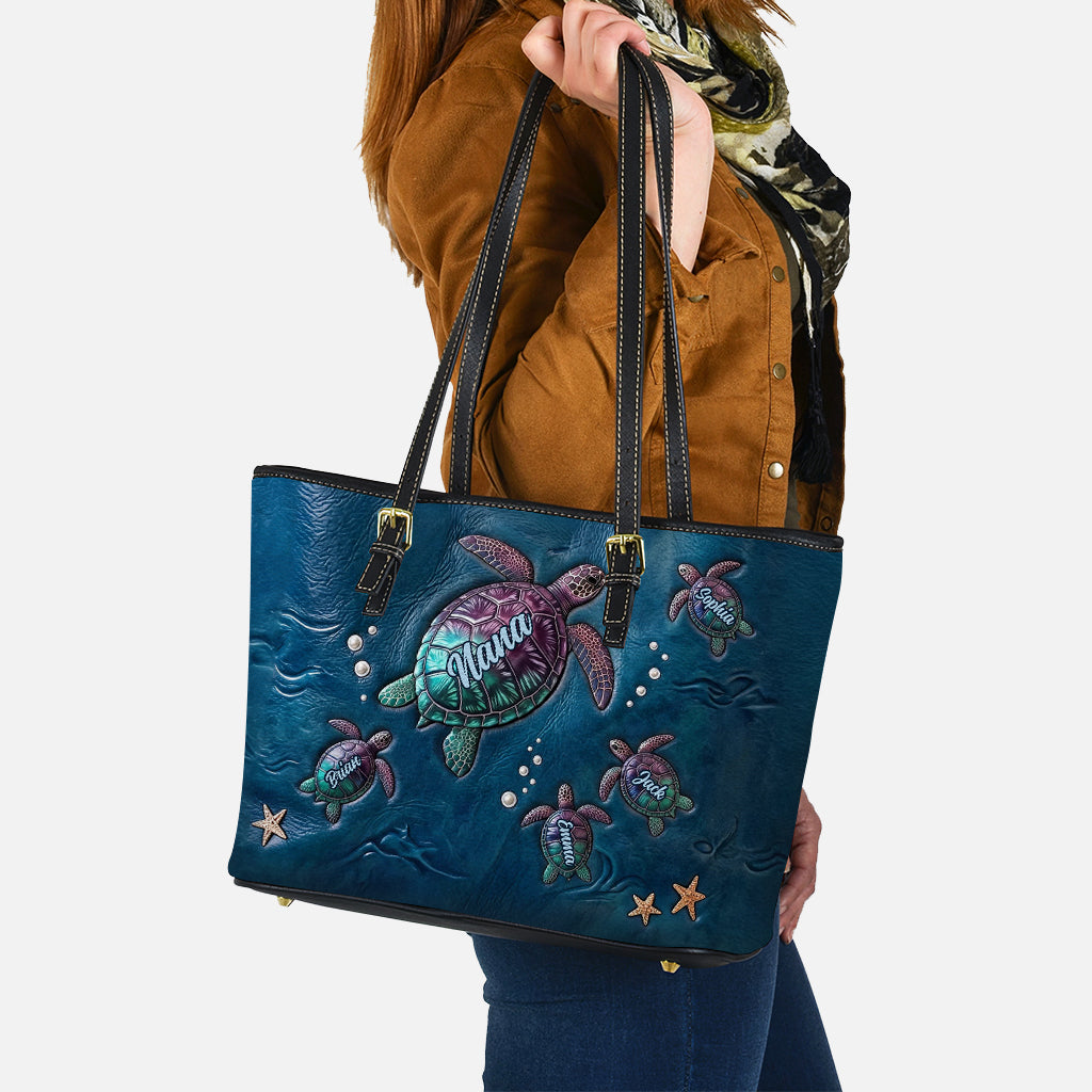 Nana Turtle - Personalisierte Oma Leder Tasche