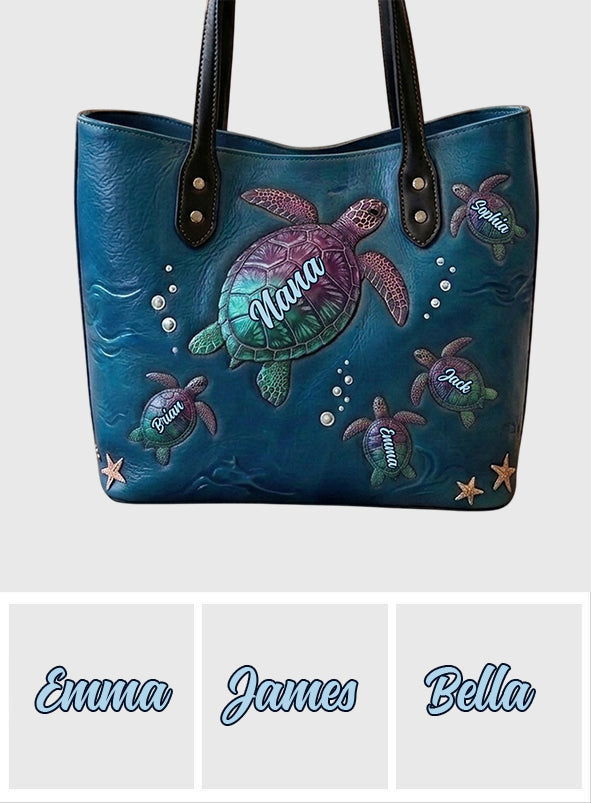 Nana Turtle - Personalisierte Oma Leder Tasche