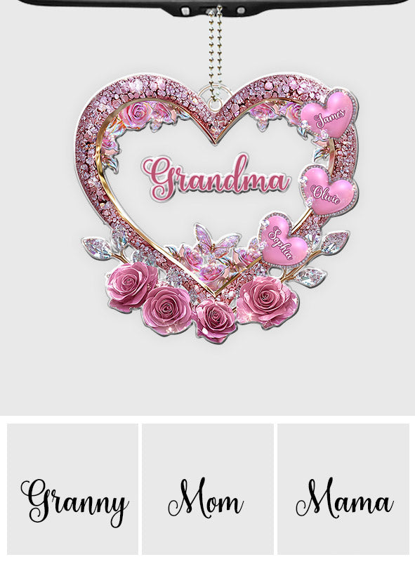 Grandma's Mom's Sweethearts - Personalized Grandma Custom Shaped Car Ornament