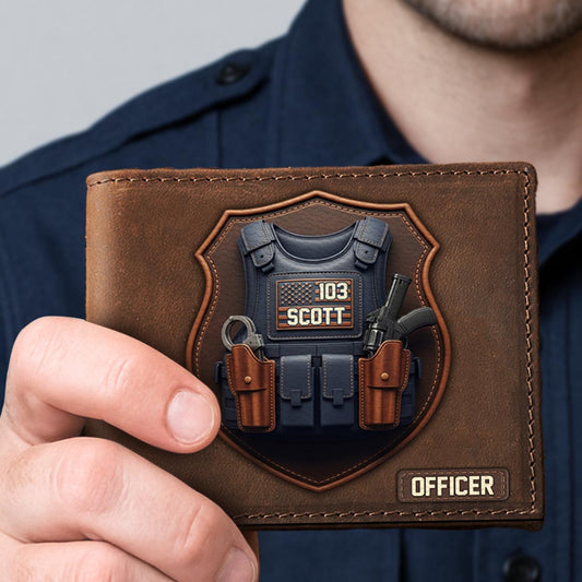 Gilet pare-balles tactique de police - Portefeuille en cuir personnalisé pour policier