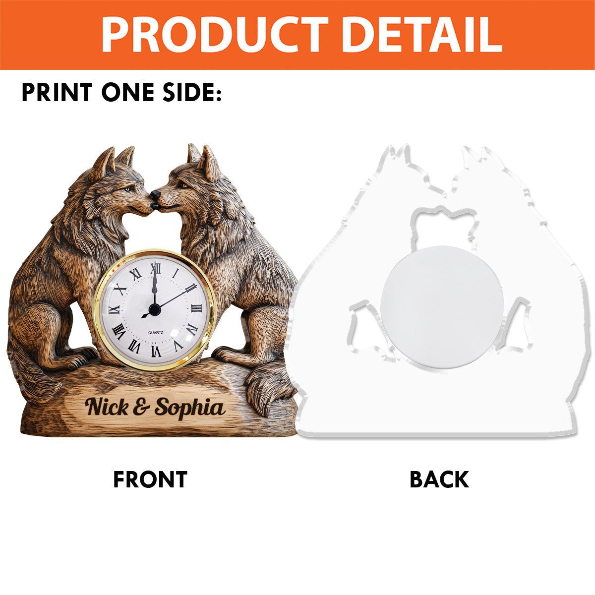 Gift For Anniversary Couple Wolf Forever Yours - Personalized Couple Acrylic Clock Plaque