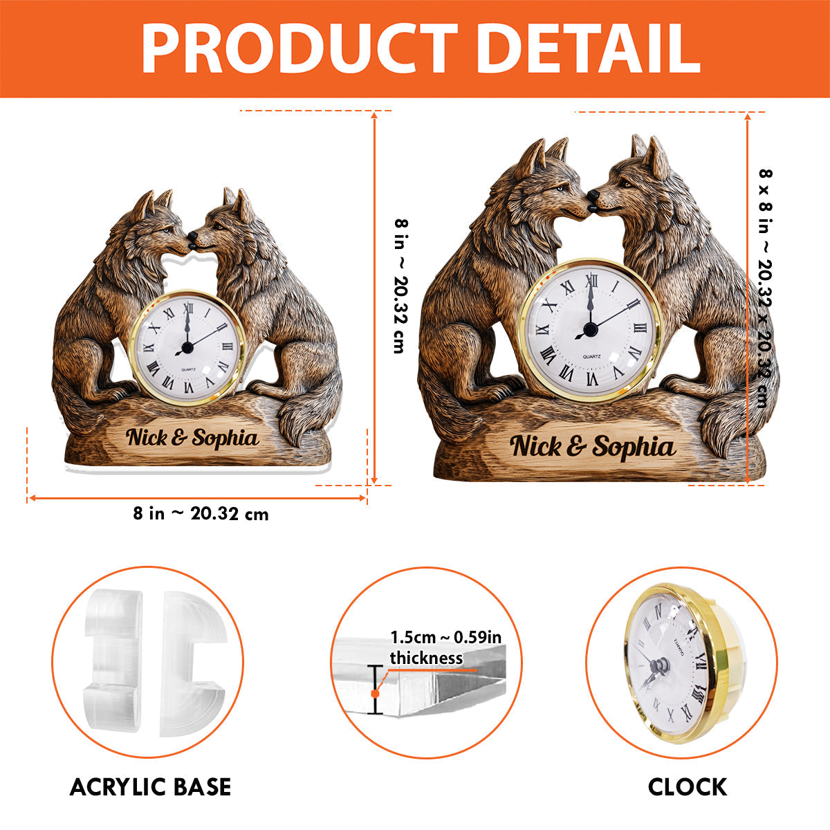 Gift For Anniversary Couple Wolf Forever Yours - Personalized Couple Acrylic Clock Plaque