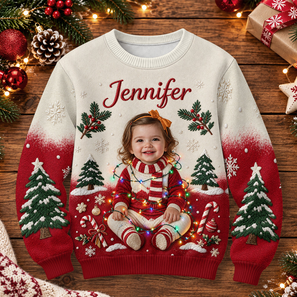 Frohe Weihnachten - Personalisierter Kinder Leuchtpullover