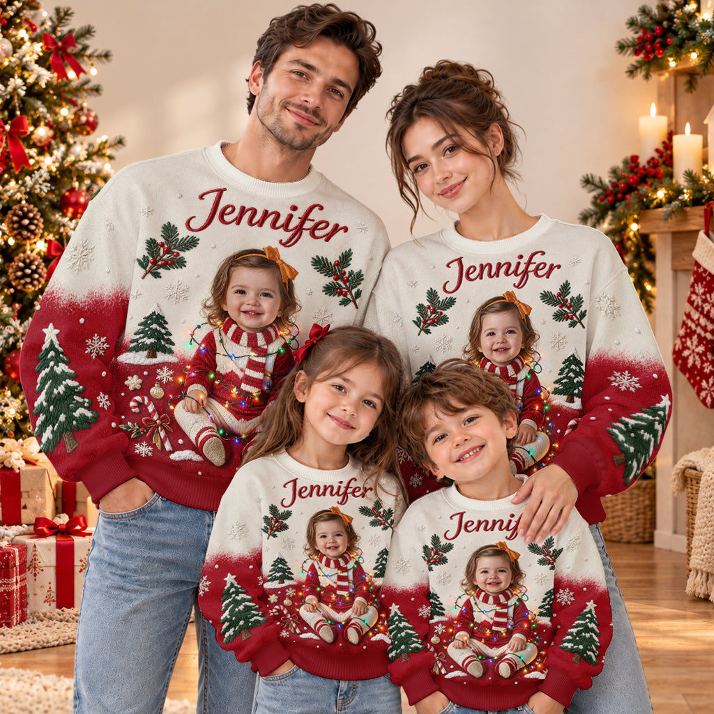 Frohe Weihnachten - Personalisierter Kinder Leuchtpullover