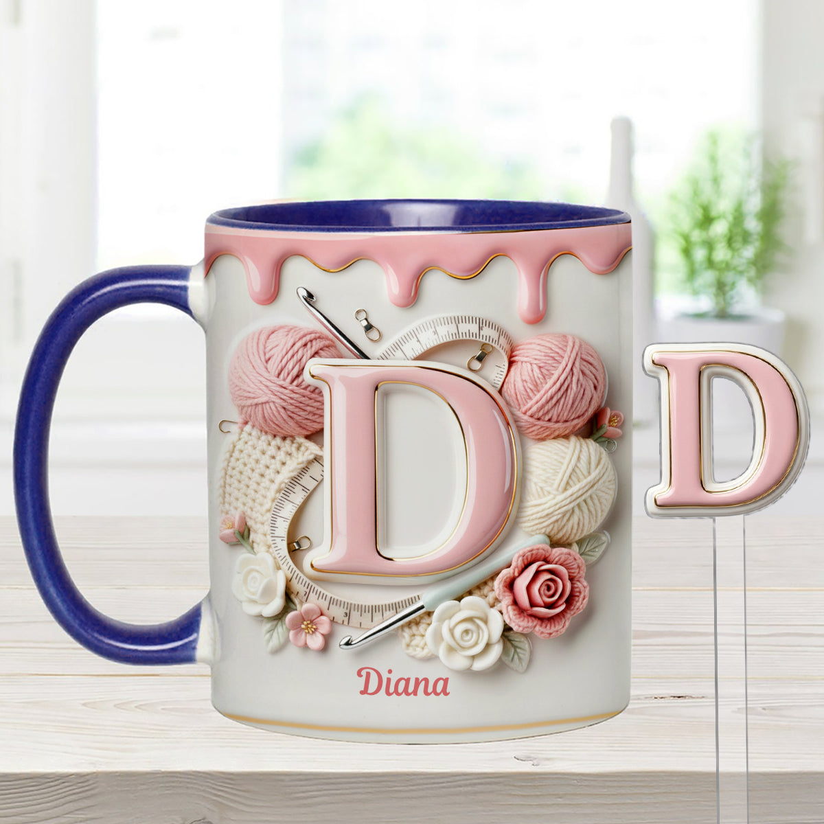 Ensemble de crochet personnalisé Love Crochet - Mug décoratif avec agitateurs en acrylique