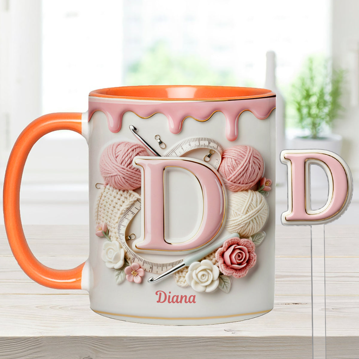 Ensemble de crochet personnalisé Love Crochet - Mug décoratif avec agitateurs en acrylique