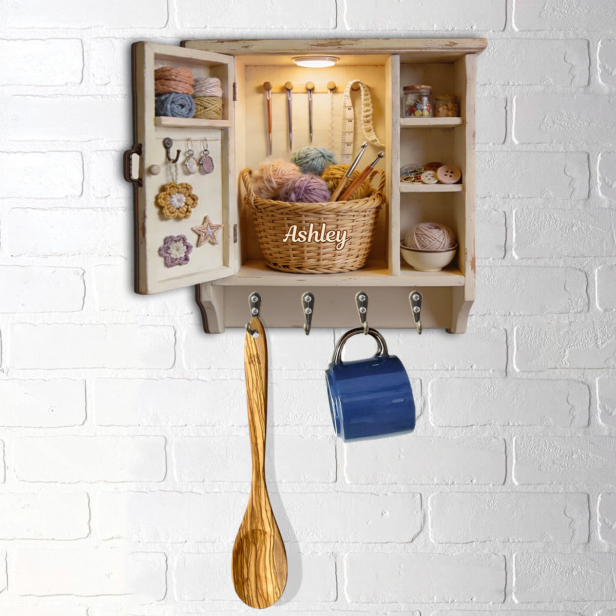 Passionnée de crochet - Présentoir suspendu personnalisé pour crochet sur mesure