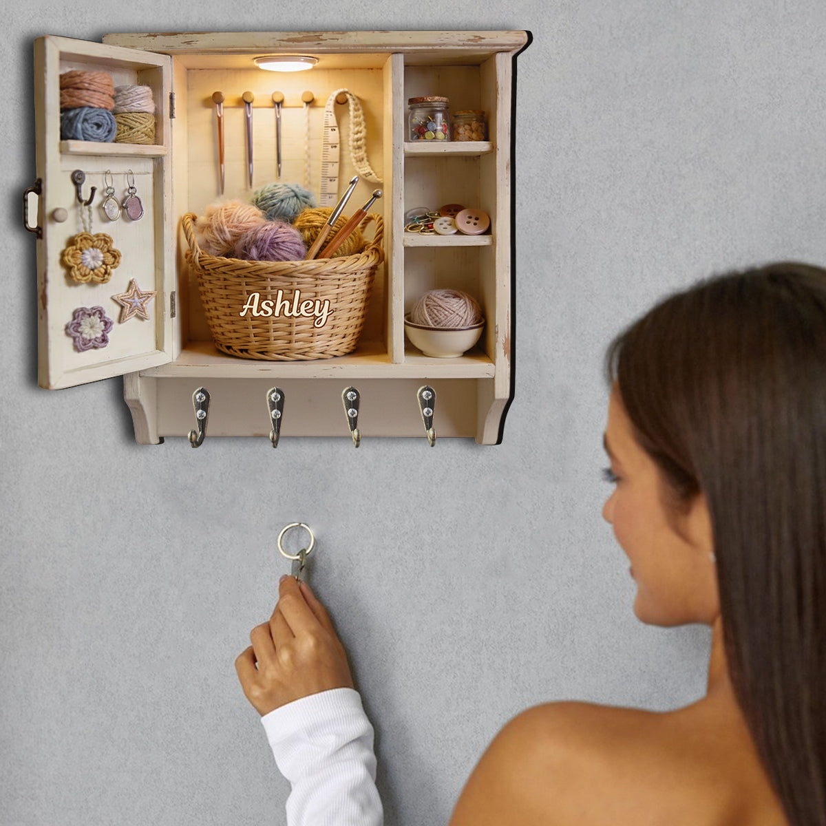 Passionnée de crochet - Présentoir suspendu personnalisé pour crochet sur mesure