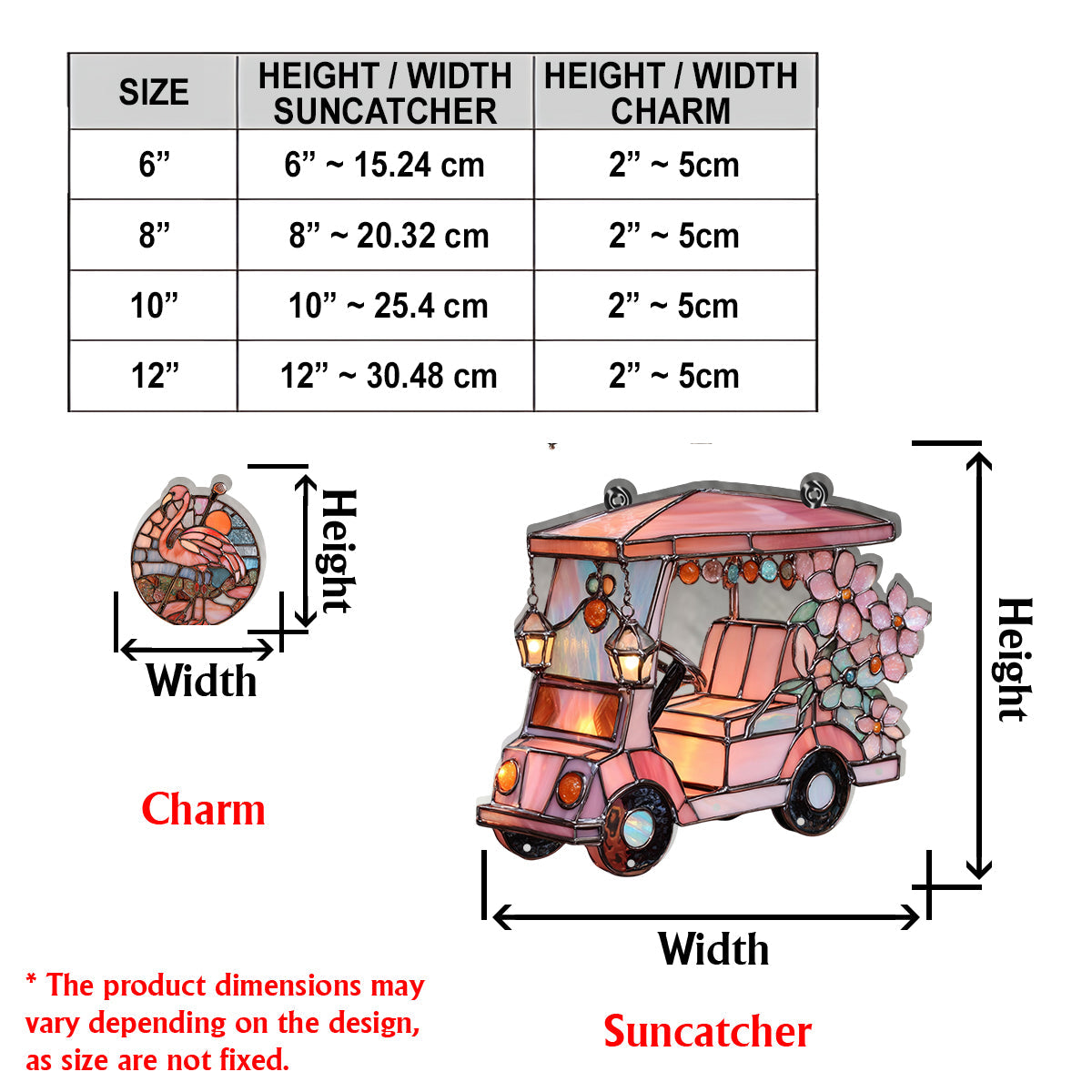 Golf Cart - Personalized Golf Window Hanging Suncatcher With Charms