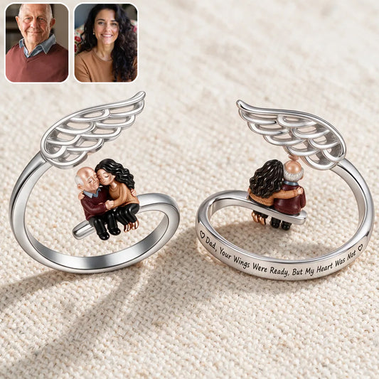 My Angel Is Always With Me - Personalized Memorial Adjustable Shaped Ring