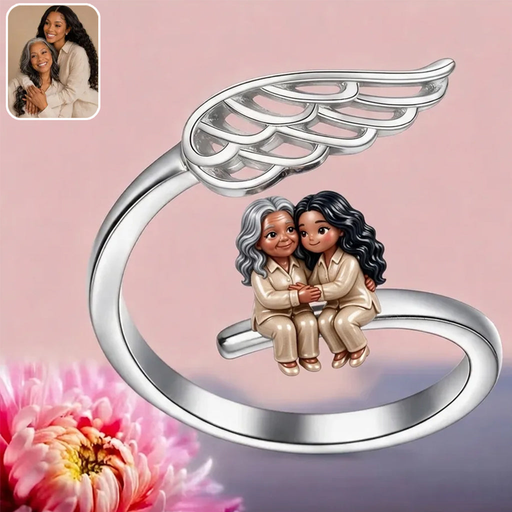 My Angel Is Always With Me - Personalized Memorial Adjustable Shaped Ring