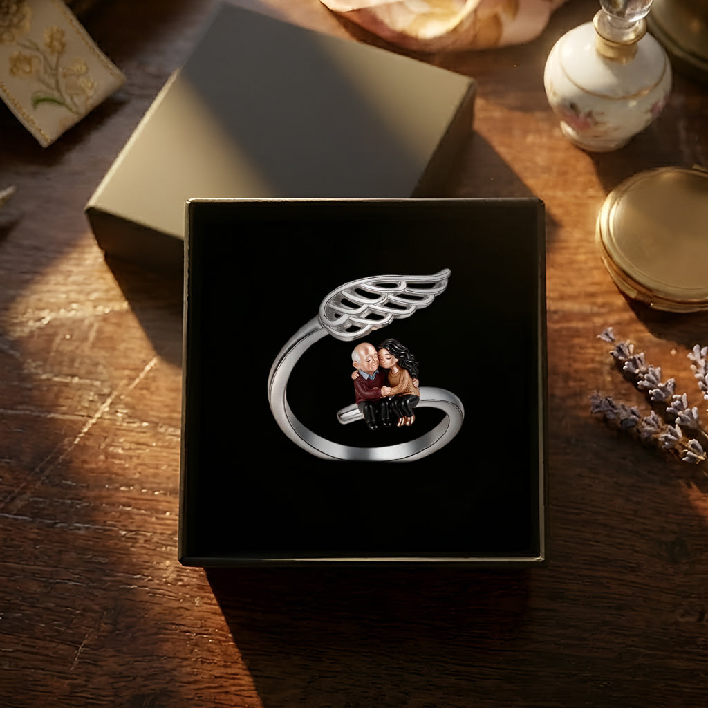My Angel Is Always With Me - Personalized Memorial Adjustable Shaped Ring