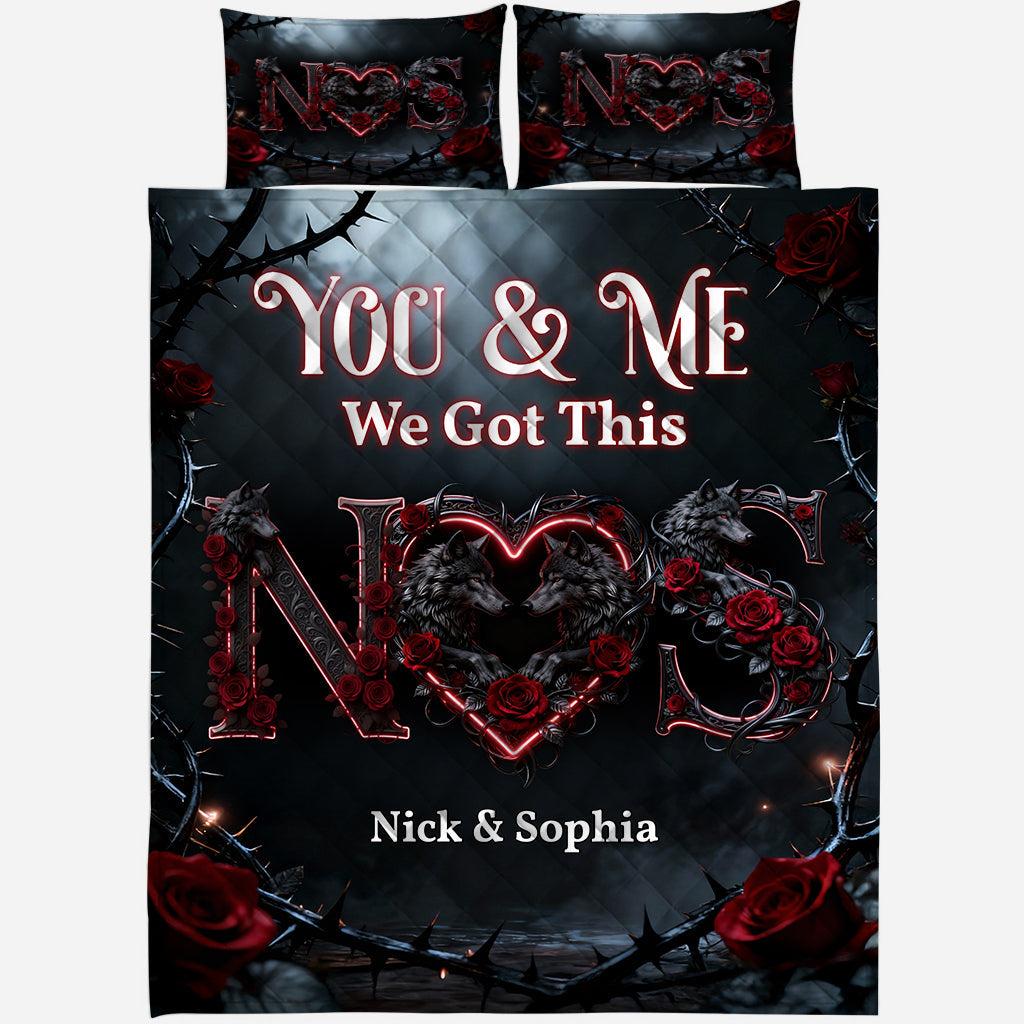 You & Me We Got This - Personalized Wolf Quilt Set