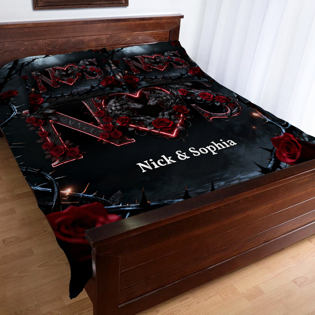 You & Me We Got This - Personalized Wolf Quilt Set