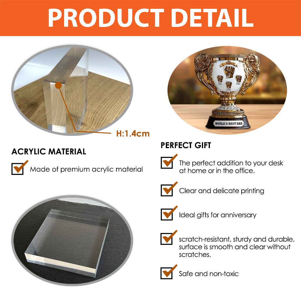 Father Victory Cup Trophy World's Best Dad/ Papa/ Father.... - Personalized Father Custom Shaped Acrylic Plaque