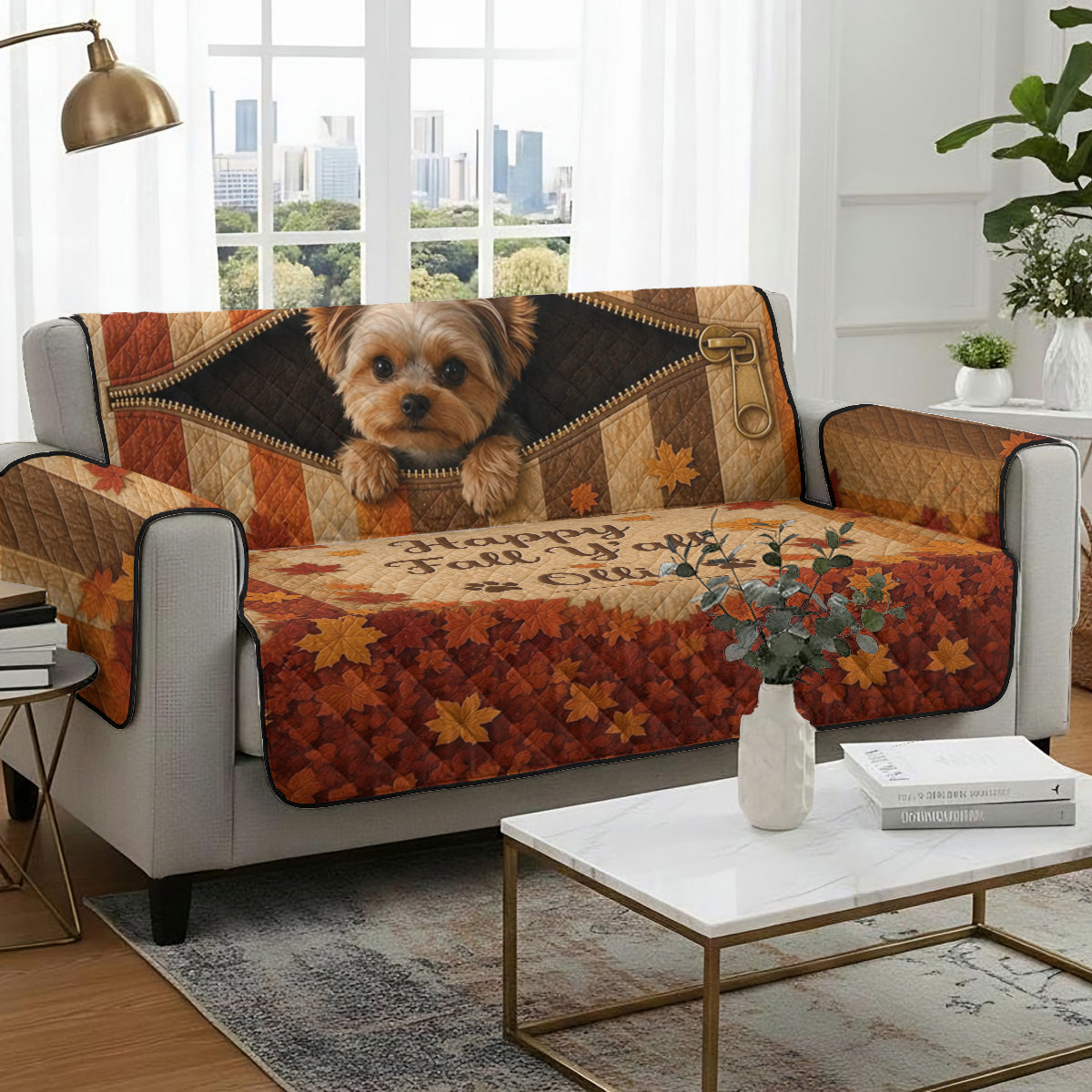Cute Pet Peeking - Personalized Dog Quilted Sofa/Couch Cover