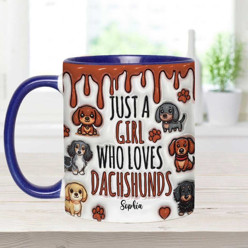 Just A Girl Who Loves Dachshunds - Personalized Dachshund Accent Mug