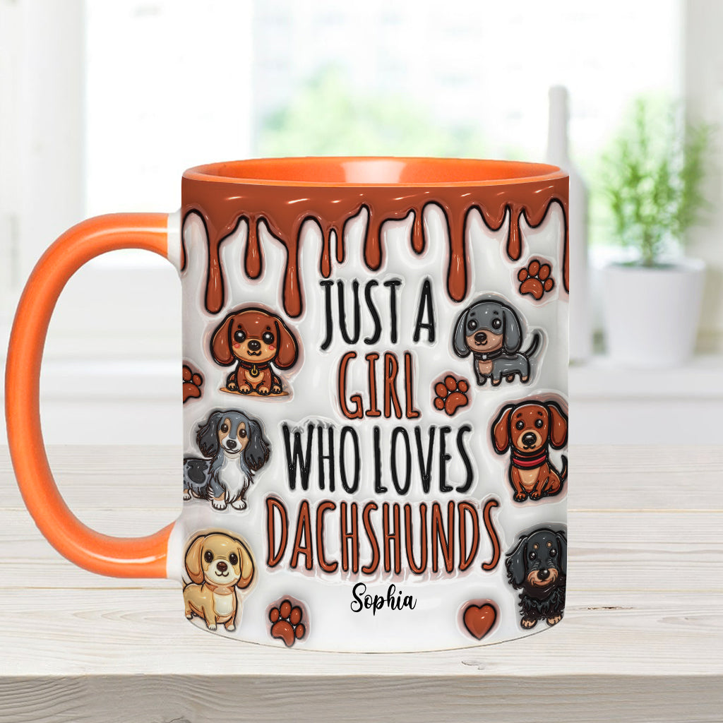 Just A Girl Who Loves Dachshunds - Personalized Dachshund Accent Mug