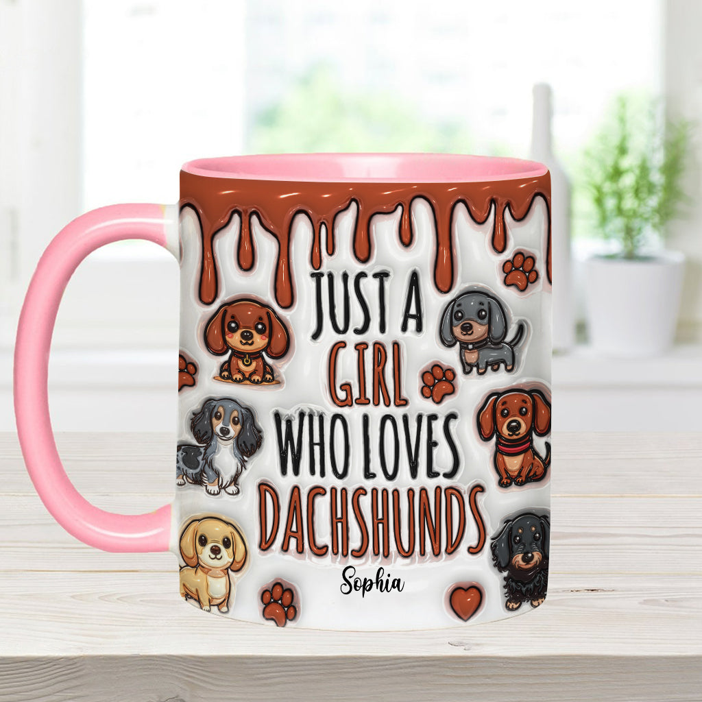 Just A Girl Who Loves Dachshunds - Personalized Dachshund Accent Mug