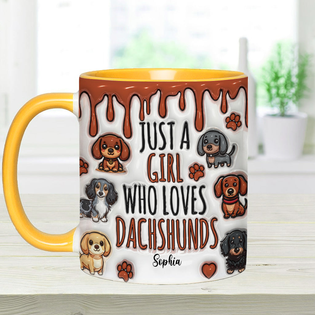 Just A Girl Who Loves Dachshunds - Personalized Dachshund Accent Mug