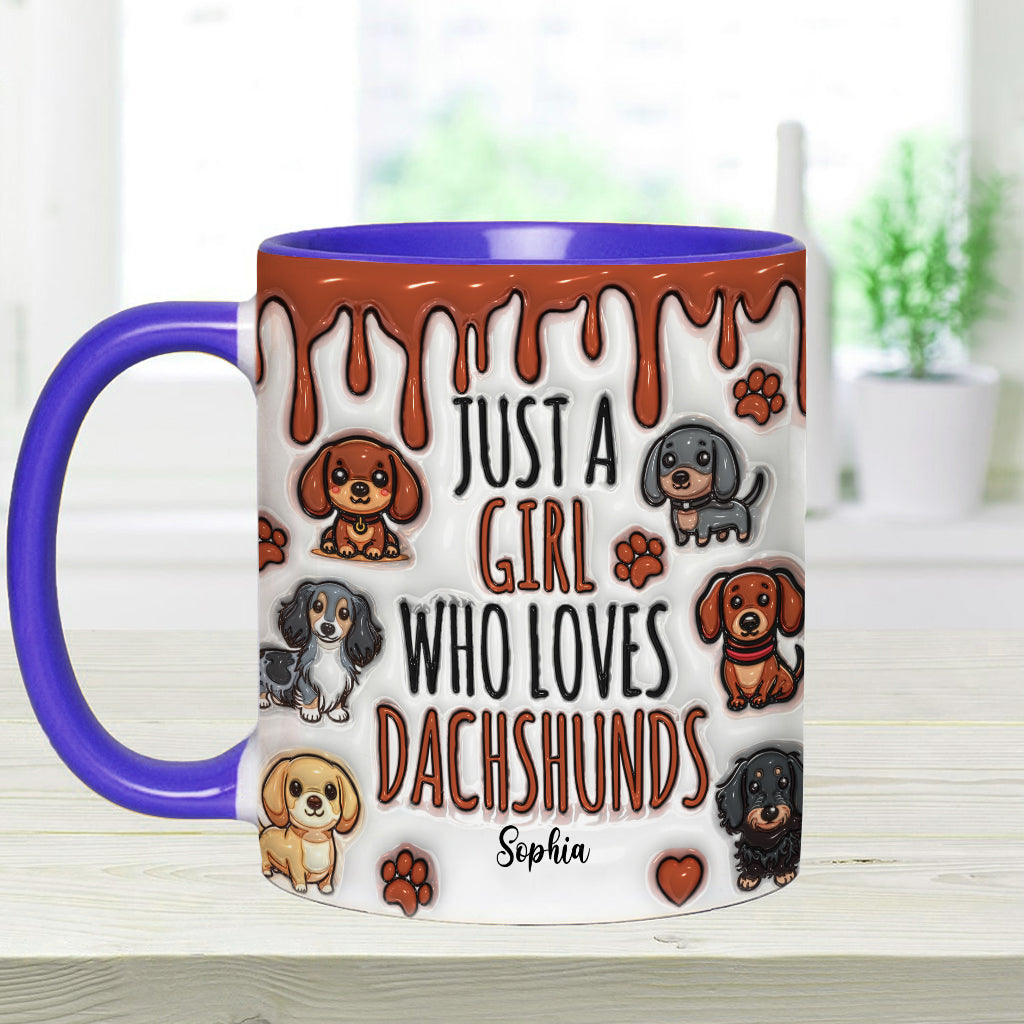 Just A Girl Who Loves Dachshunds - Personalized Dachshund Accent Mug