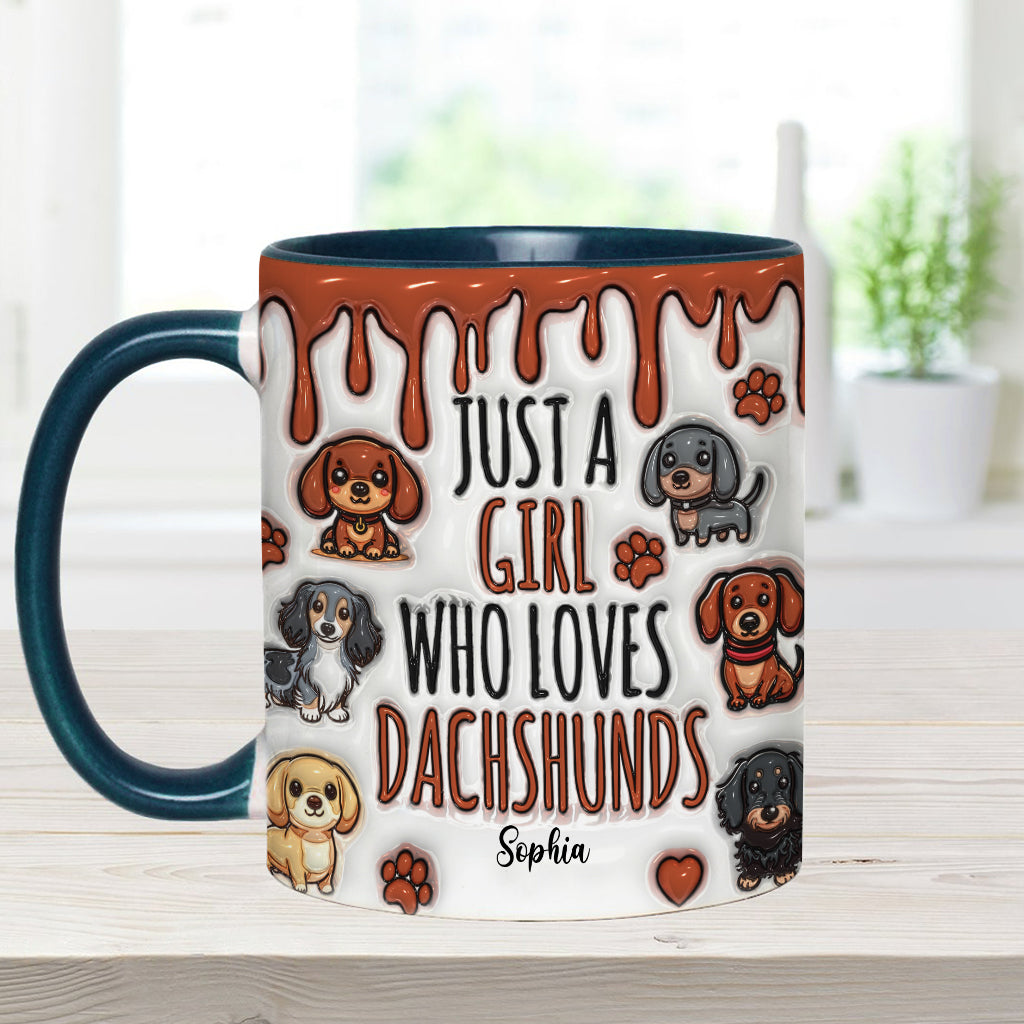 Just A Girl Who Loves Dachshunds - Personalized Dachshund Accent Mug