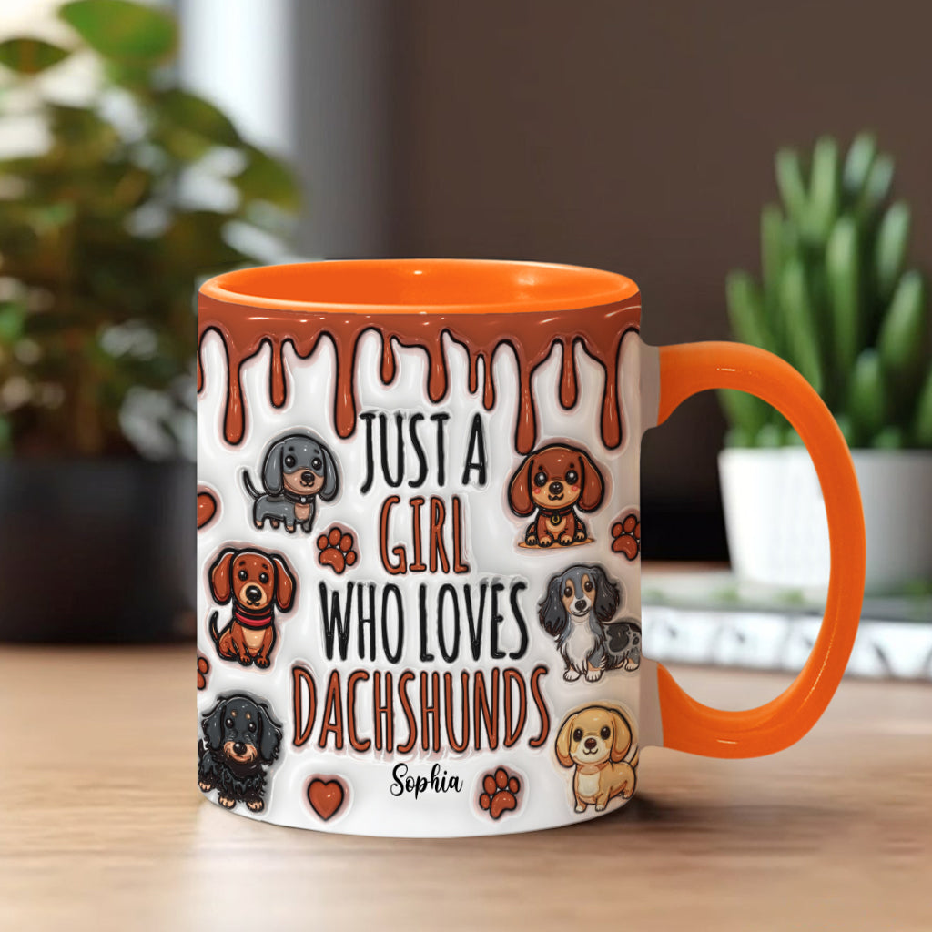 Just A Girl Who Loves Dachshunds - Personalized Dachshund Accent Mug
