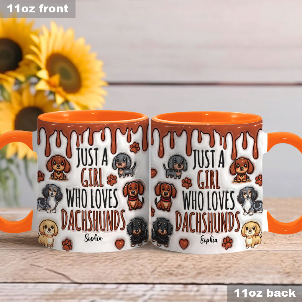 Just A Girl Who Loves Dachshunds - Personalized Dachshund Accent Mug