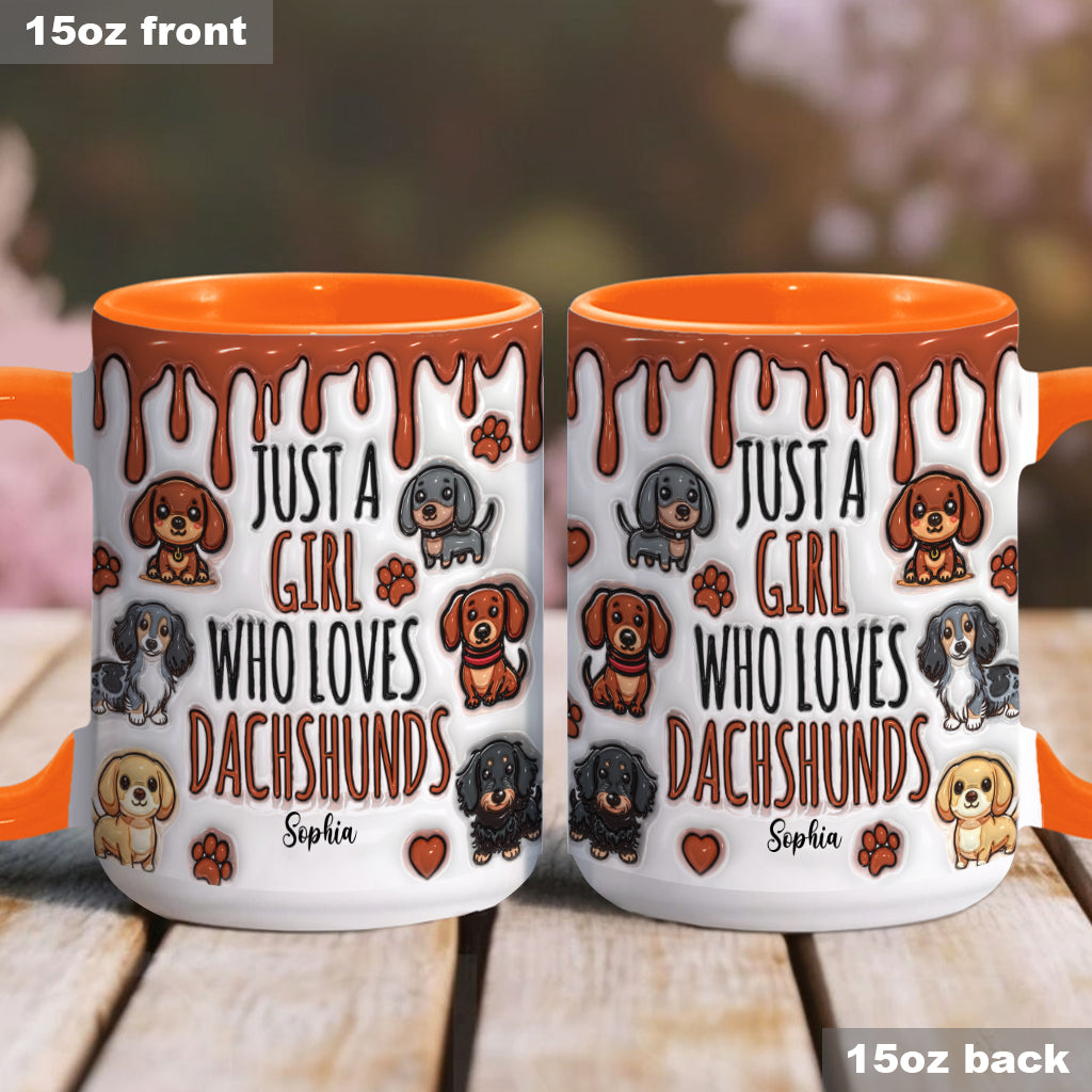 Just A Girl Who Loves Dachshunds - Personalized Dachshund Accent Mug