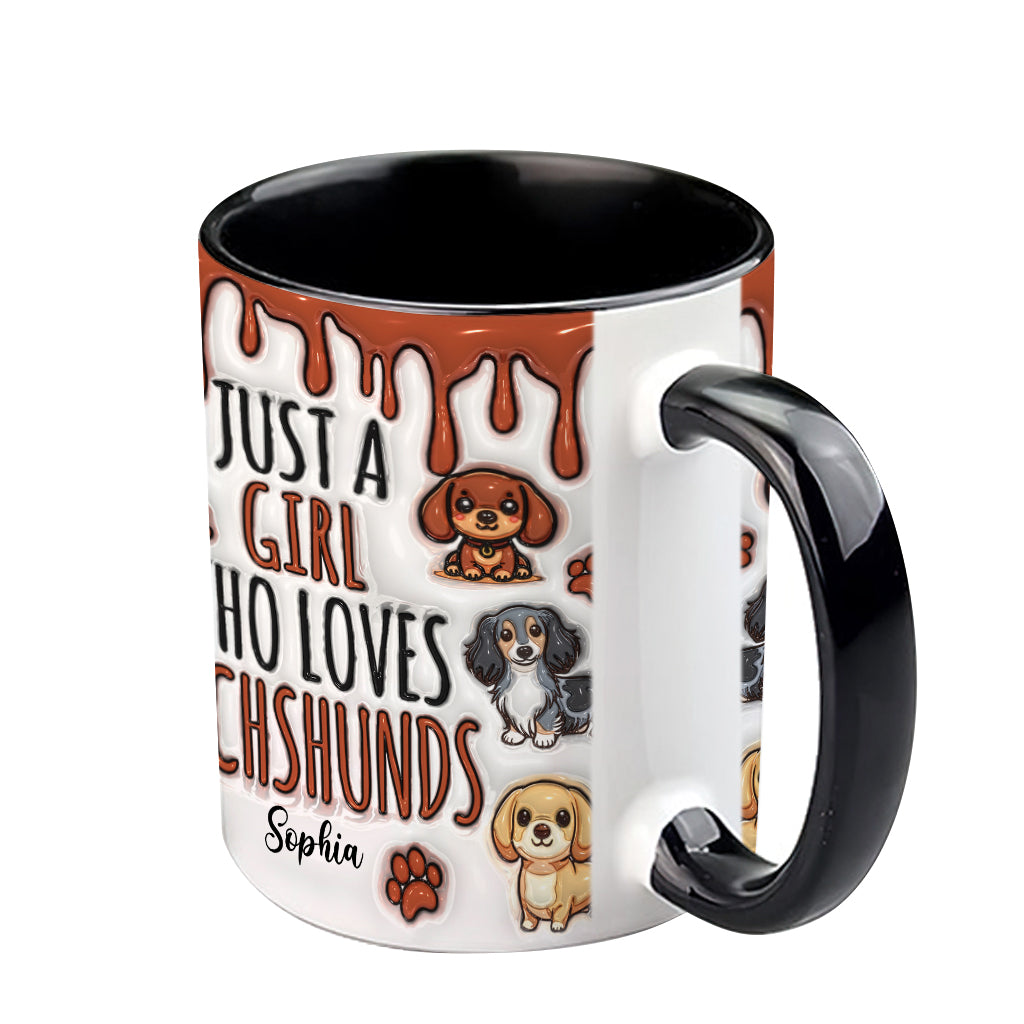 Just A Girl Who Loves Dachshunds - Personalized Dachshund Accent Mug