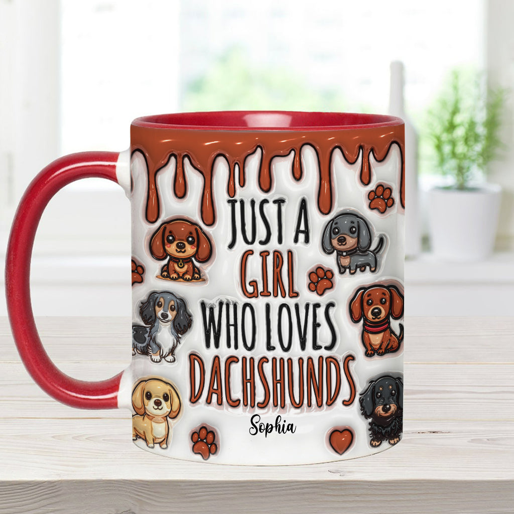 Just A Girl Who Loves Dachshunds - Personalized Dachshund Accent Mug