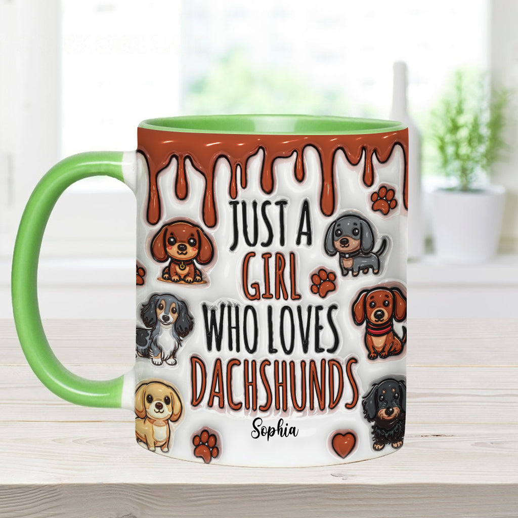 Just A Girl Who Loves Dachshunds - Personalized Dachshund Accent Mug
