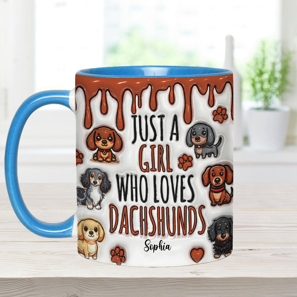 Just A Girl Who Loves Dachshunds - Personalized Dachshund Accent Mug