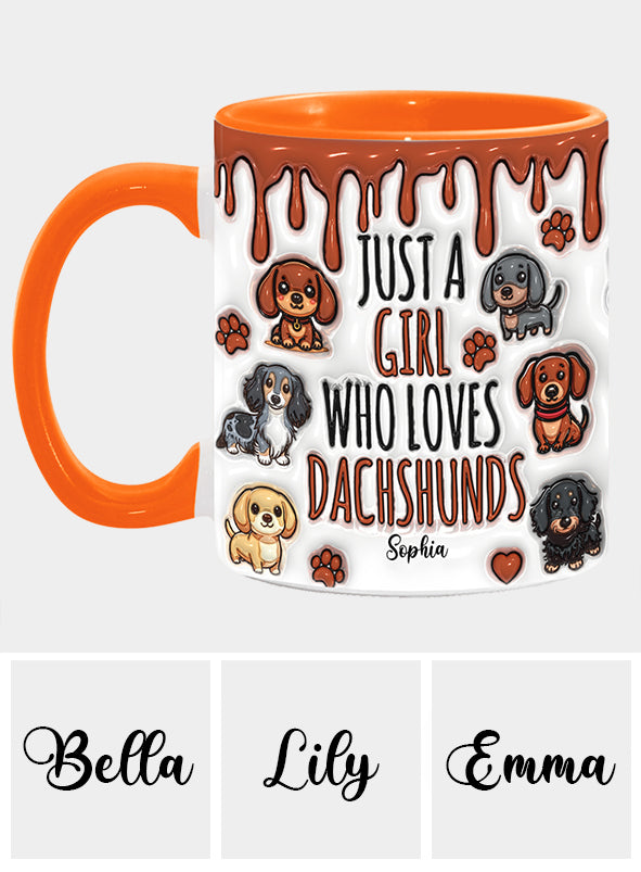 Just A Girl Who Loves Dachshunds - Personalized Dachshund Accent Mug