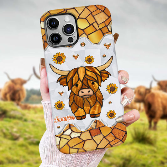 Adorable vache des Highlands - Coque de téléphone personnalisée avec imprimé intégral vache des Highlands