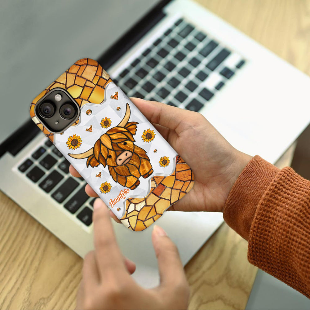 Niedliches Hochlandrind – Personalisierte Handyhülle mit Hochlandrind-Vollbild