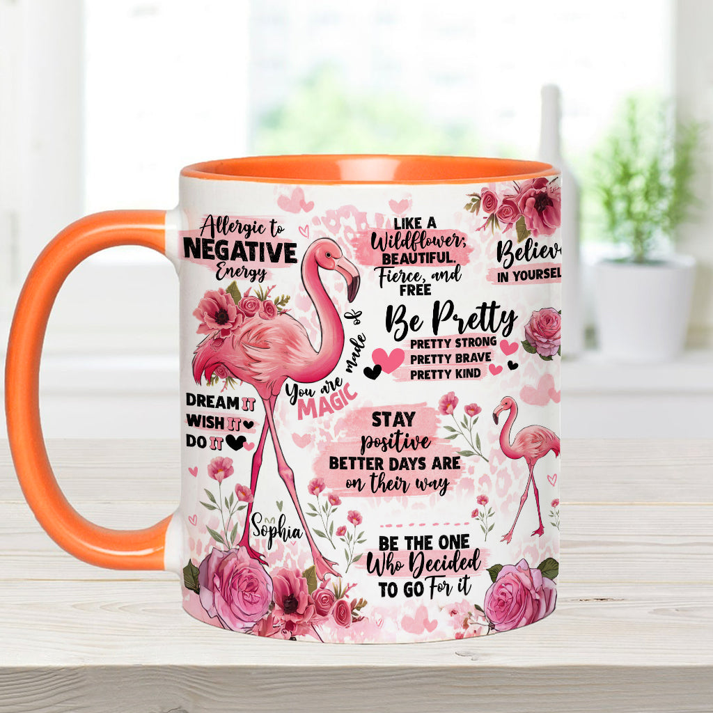 Flamingo-Affirmation – Personalisierter Flamingo-Akzentbecher