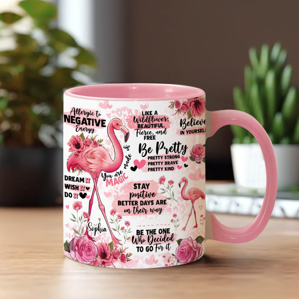 Flamingo-Affirmation – Personalisierter Flamingo-Akzentbecher